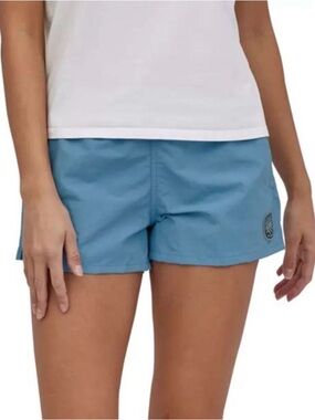 Patagonia Barely Baggies Shorts Womens L Blue Netplus Nylon Pockets Drawstring